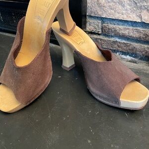 80s Style Brown Suede Women's Heels